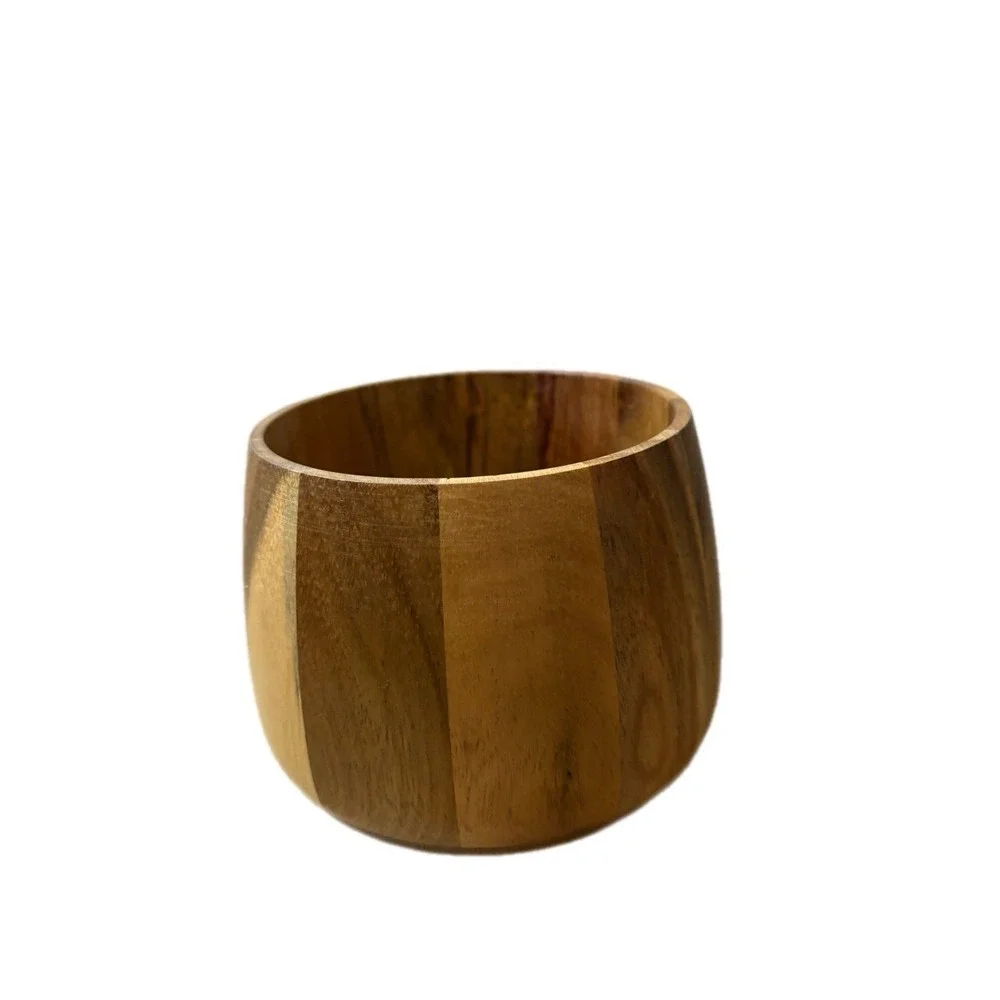 Vintage Acacia‎ Wood Calabash Bowl Small Scandi Danish Minimalist Natural Grain